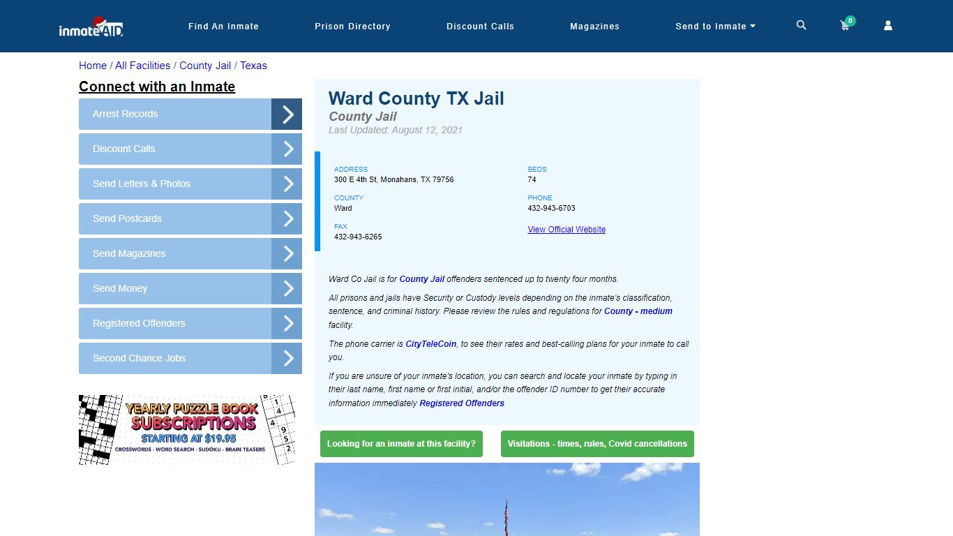 Ward County TX Jail - Inmate Locator - Monahans, TX