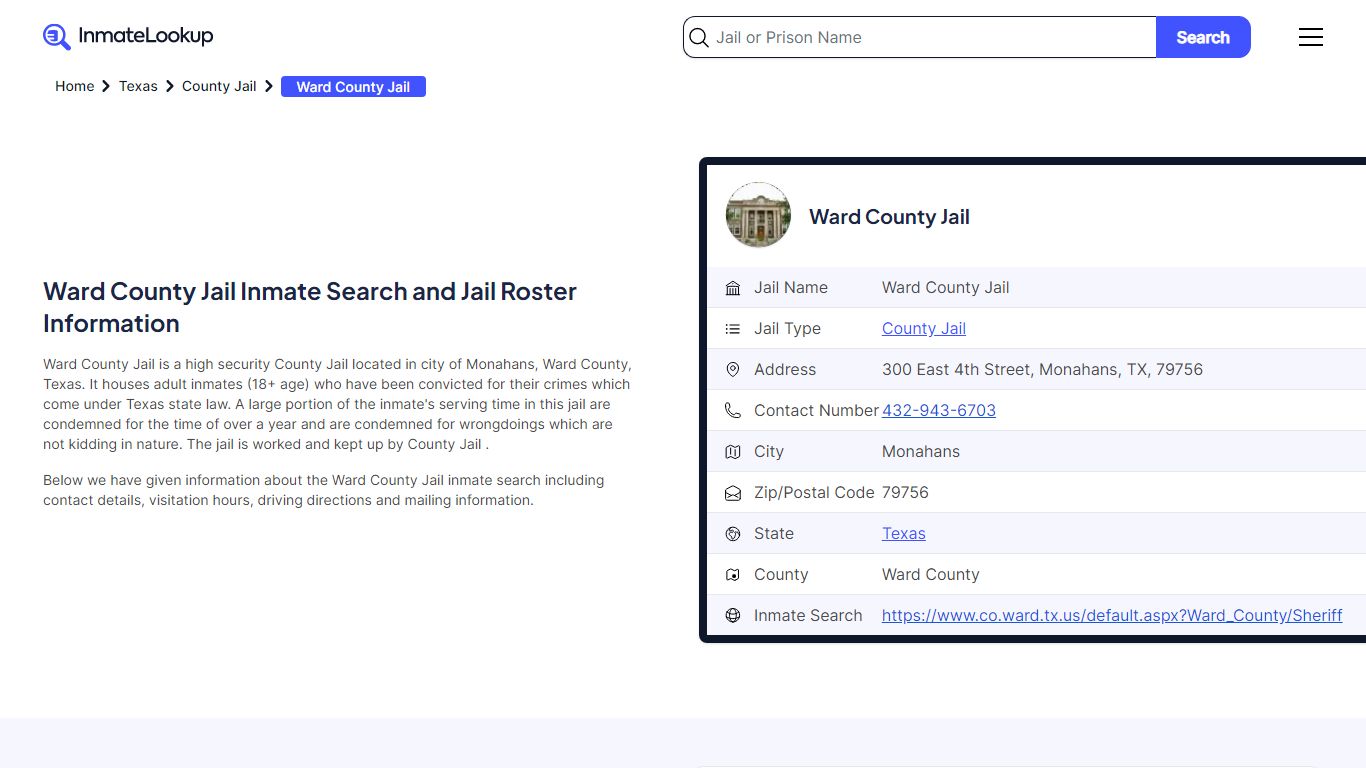 Ward County Jail Inmate Search and Jail Roster Information - Inmate Lookup